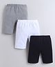 BUMZEE Cotton Knit Mid Thigh Solid Cycling Shorts Pack Of 3 - Grey Black & White