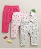 BUMZEE Cotton Knit Full Length Unicorn & Rainbow Printed Diaper Leggings Pack of 3 - Pink & White