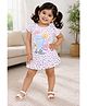 BUMZEE Cotton Knit One Piece Dresses/Frocks Half Sleeves Beach & Polka Dots Print White 6-12 Months