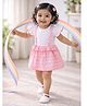 BUMZEE Cotton Knit One Piece Dresses/Frocks Half Sleeves Striped & Polka Dots Print Pink 12-18 Months
