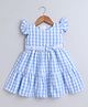 BUMZEE Cotton Woven Dress Cap Sleeves Checked Print Blue 3-4 Years