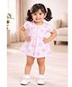 BUMZEE Cotton Knit Frock With Bloomer Half Sleeves Elephant Print Pink 0-3 Months