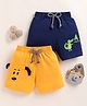 BUMZEE Cotton Knit Above Knee Length Animal Printed Shorts Pack Of 2 - Yellow & Navy Blue