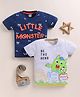 BUMZEE Cotton Knit T-Shirts Half Sleeves Monster & Animal Print Grey 6-12 Months
