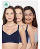 Inner Sense Organic Cotton Kint Pack Of 3 Solid Non Padded Maternity Bra With Front Open Nursing Access - Lavender & Navy Blue