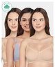 Inner Sense Organic Cotton Kint Pack Of 3 Solid Non Padded Maternity Bra With Front Open Nursing Access - Beige & Lavender