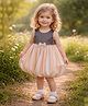ShopperTree Cotton Woven Sleeveless Striped & Bow Applique Detailed Balloon Dress - Multi Colour