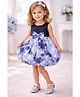 ShopperTree Cotton Woven Sleeveless Tie Dye & Bow Applique Detailed Balloon Dress - Blue