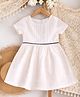 Qvink Cotton Woven Half Sleeves Pintucks Detailed Dress - White