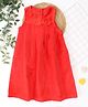 Qvink Velvet Woven Sleeveless Bow Applique Detailed Dress - Red