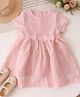 Qvink Georgette Woven Half Sleeves Bow Applique Detailed Dress - Pink