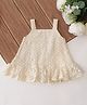 Qvink Cotton Woven Sleeveless Geometric Designed Dress - Cream