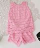 Qvink Cotton Woven Sleeveless Abstract Designed Coordinating Top & Shorts Set - Pink