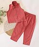 Qvink Cotton Woven Sleeveless Solid Coordinating Top & Pant Set - Rust Orange