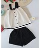 Qvink Cotton Woven Sleeveless Solid Top & Shorts Set - White