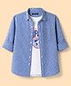 Pine Kids 100% Cotton WOven Full Sleeves Checked Shirt With Text Printed Tank T-Shirt - Multicolor
