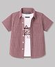 Pine Kids Cotton Woven Half Sleeves Checks Shirt With  Tank T-Shirt - Maroon