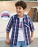 Pine Kids Cotton Woven Checks Shirt with T-Shirt Blue 4-5 Years
