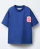 ALAN JONES Cotton Blend Knit Half Sleeves Skate & Ramp Printed Oversized Tee - Blue