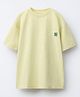 ALAN JONES Cotton Knit Half Sleeves Play Win Repeat Text Printed Oversized Tee - Yellow
