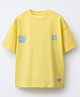 ALAN JONES Cotton Blend Knit Half Sleeves Numerical & Totally Great Text Printed Oversized Tee - Yellow