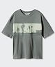 ALAN JONES Cotton Blend Knit Half Sleeves Sport Printed Tee - Grey