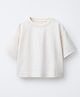 ALAN JONES Cotton Knit Half Sleeves Solid Oversized Crop Tee - Ecru