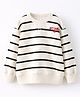 ALAN JONES Cotton Blend Knit Full Sleeves Striped Oversized Sweatshirt - Off White