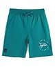 ALAN JONES Cotton Blend Knit Together Text Printed Shorts - Teal