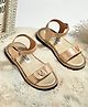 Stefens Deer Applique Detailed Glittered Velcro Closure Sandals - Gold