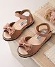Stefens Bow Applique Detailed Stones Embellished Velcro Closure Sandals - Pink