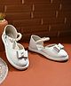 Stefens Pearl Embellished Bow Applique Detailed Buckle Closure Sandals - White
