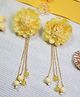 Kamule Glittered Floral Applique Detailed Beads Embellished Hair Clip -  Yellow