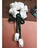 Kamule Floral Tassel Applique Detailed Scrunchie - White & Green
