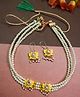 Kamule Stone & Pearl Embellished Floral Designed Jewellery Set - White & Yellow