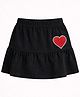ZIP ZAP ZOOP Cotton Woven Heart Applique Detailed Tiered Skirt - Black