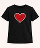 ZIP ZAP ZOOP Cotton Knit Half Sleeves Stone Embellished Heart Designed Tee - Black
