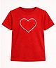 ZIP ZAP ZOOP Cotton Knit Half Sleeves Stone Embellished Heart Designed Tee -  Red