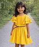 ZIP ZAP ZOOP Cotton Woven Half Flutter Sleeves Pintuck Pleated Dress - Yellow