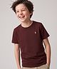 Pine Kids Cotton Knit T-Shirt with Short Sleeves and Logo Print in Dark Brown for 7-8 Years