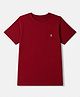 Pine Kids Cotton Knit Half Sleeves T-Shirt with Logo Print - Dark Red