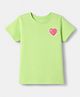Pine Kids Cotton Knit Half Sleeves T-Shirt with Heart Print - Green