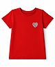 Pine Kids Cotton Knit T-Shirts with Short Sleeves and Heart Print in Red for 4-5 Years