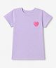 Pine Kids Cotton Knit Half Sleeves T-Shirt with Heart Print - Lilac