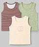 Babyhug 100% Cotton Single Jersey Knit Sleeveless Striped Sandos With Elephant Print Pack of 3 - Cream & Olive
