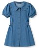 Pine Kids 100% Cotton WOven Half Puffed Sleeves Solid Shirt Dress - Blue