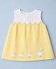 ToffyHouse Cotton Woven Frock Dress with Sleeveless and Ducks Applique in Lemon/Light Yellow