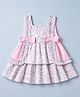 ToffyHouse Cotton Woven Frock with Sleeveless and Floral Print in Pink