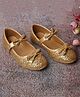 boyz n galz Velcro Closure Ballerina With Bow Applique - Golden