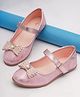 boyz n galz Velcro Closure Ballerina With Pearl Embellishment & Bow Applique - Pink